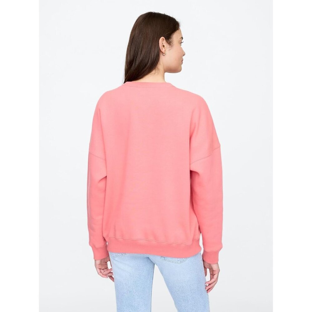 Womens Oversized Crew V-Logo Cotton Polyester Fleece Pullover Clothing - Picture 2 of 5